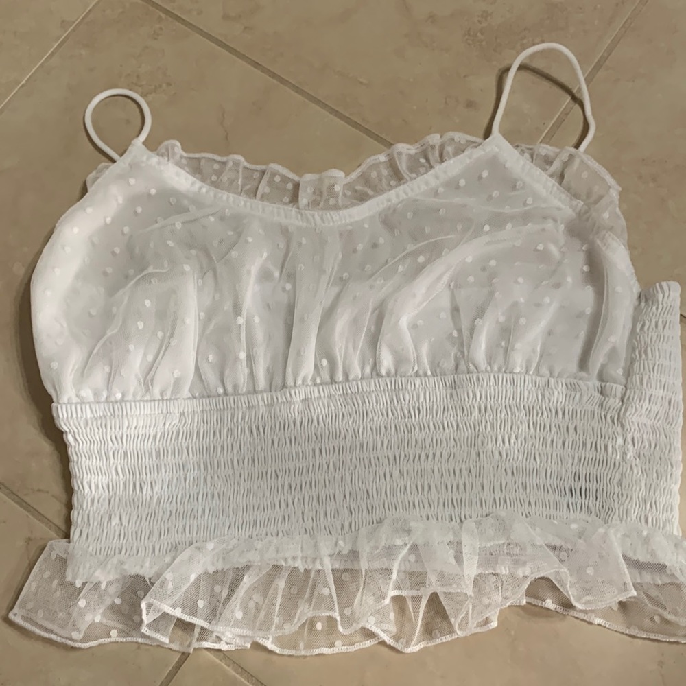 White lace crop top